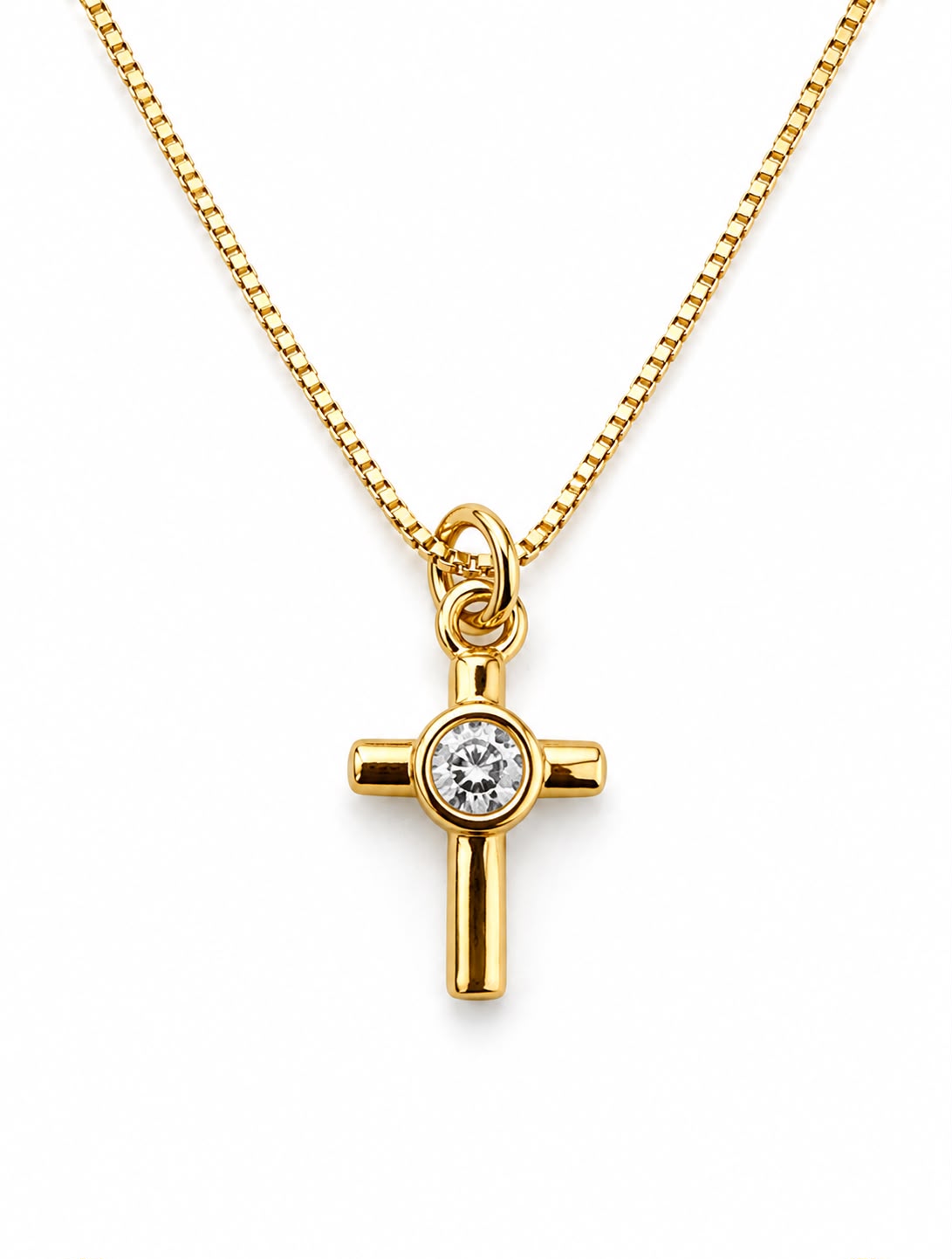 Beacon Cross Necklace Gold Small — Fiat & Grace Catholic jewelry
