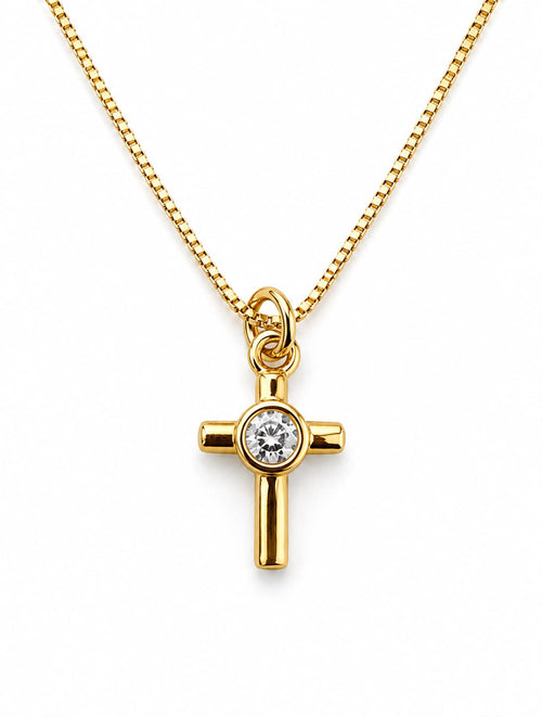 Beacon Cross Necklace Gold Small — Fiat & Grace Catholic jewelry