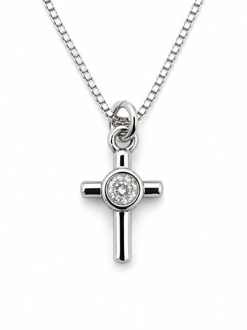Beacon Cross Necklace Silver Small — Fiat & Grace Catholic jewelry
