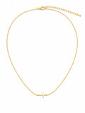 Cross Line Necklace Horizontal Gold — Fiat & Grace Catholic jewelry