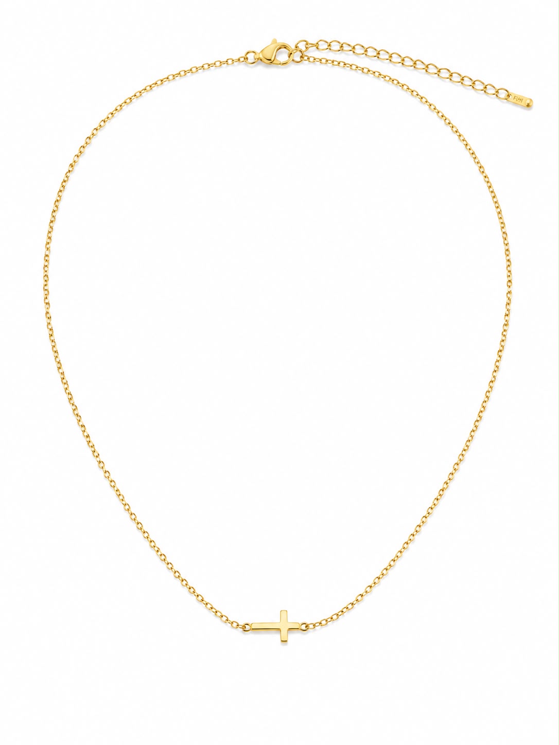 Cross Line Necklace Horizontal Gold — Fiat & Grace Catholic jewelry
