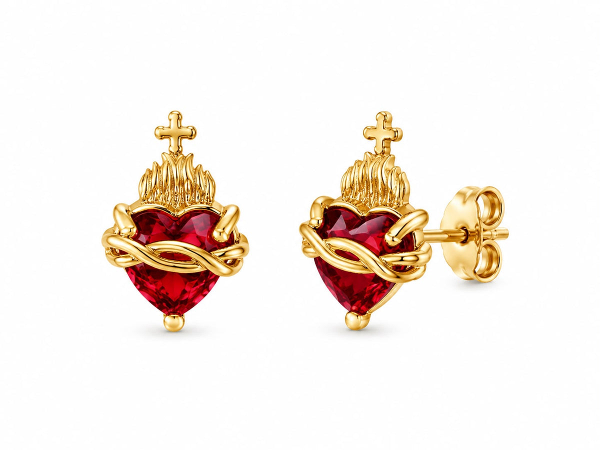 Eternal Sacred Heart Earrings — Fiat & Grace Catholic jewelry