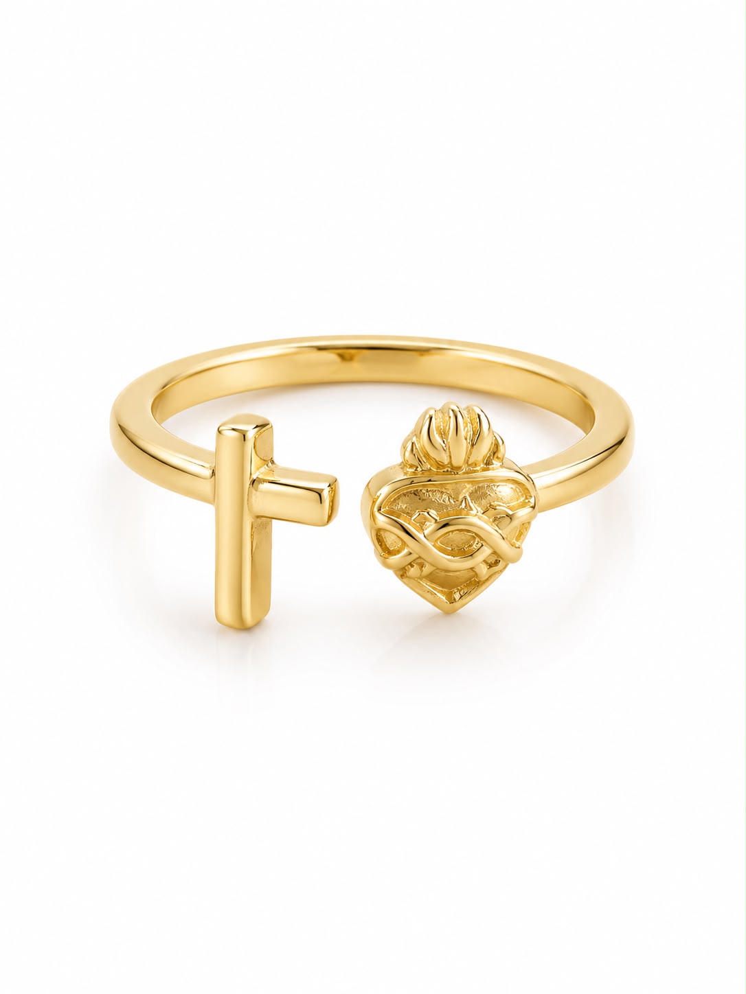Gold Plated Golden Ring Gold Heart — Fiat & Grace Catholic jewelry