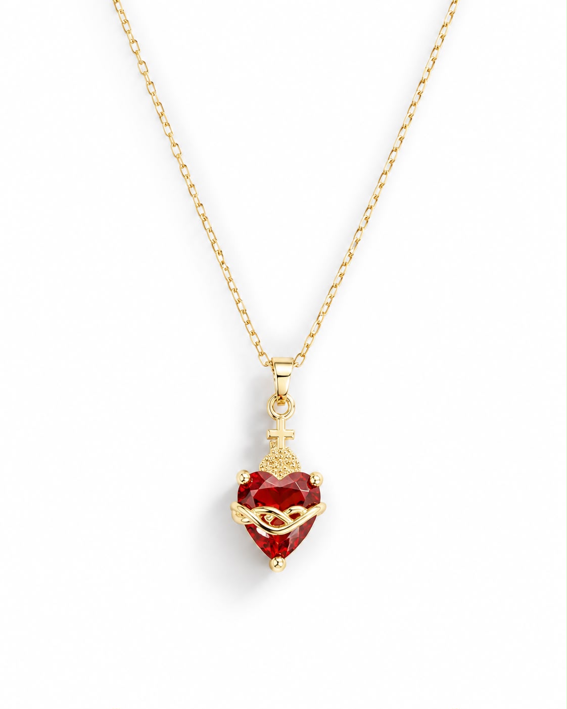 Gold Plated Necklace Sacred Heart Jesus — Fiat & Grace Catholic jewelry