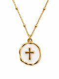 Golden Cross Ivory Medallion — Fiat & Grace Catholic jewelry
