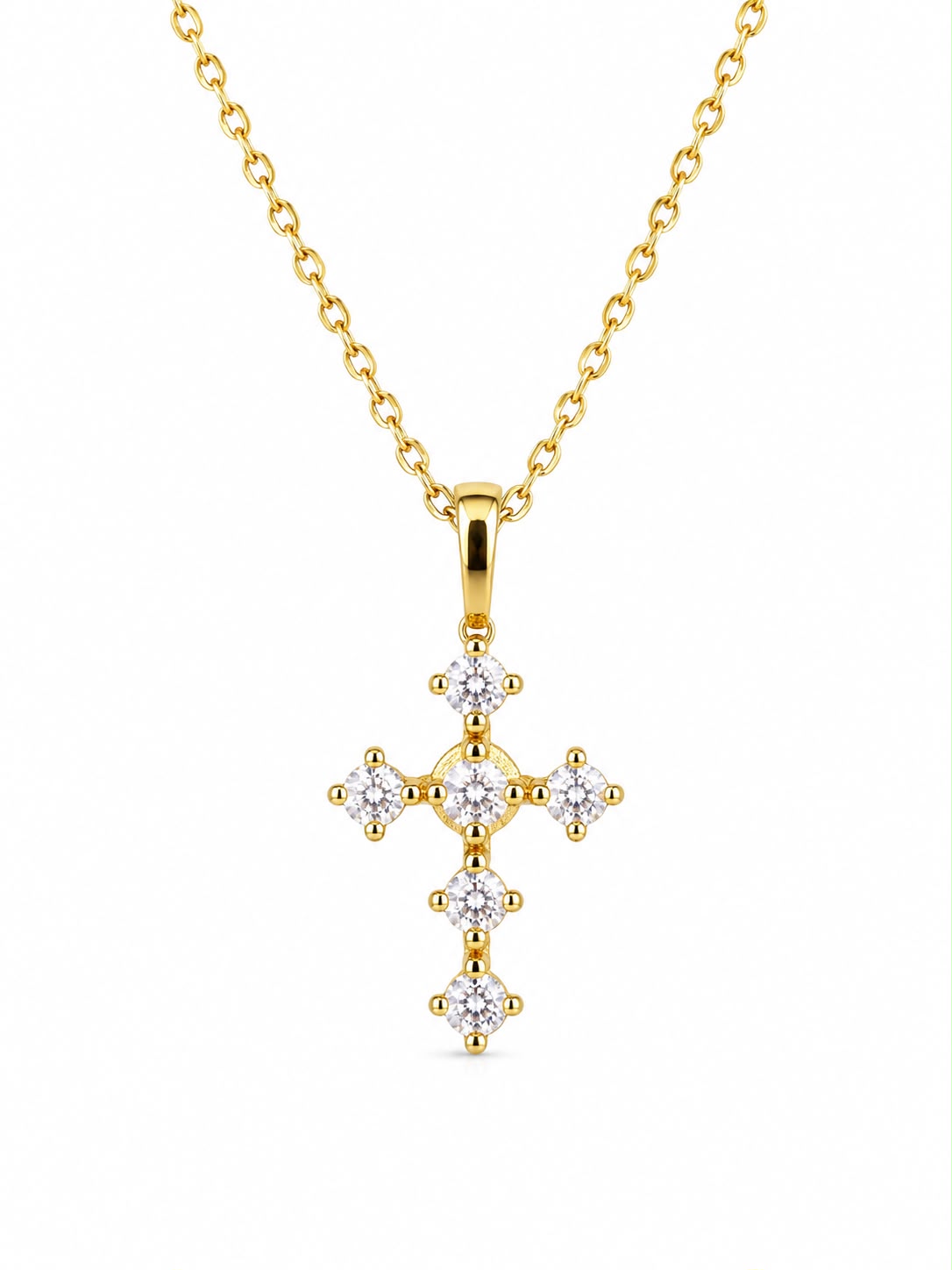 Grace Golden Cross Necklace — Fiat & Grace Catholic jewelry