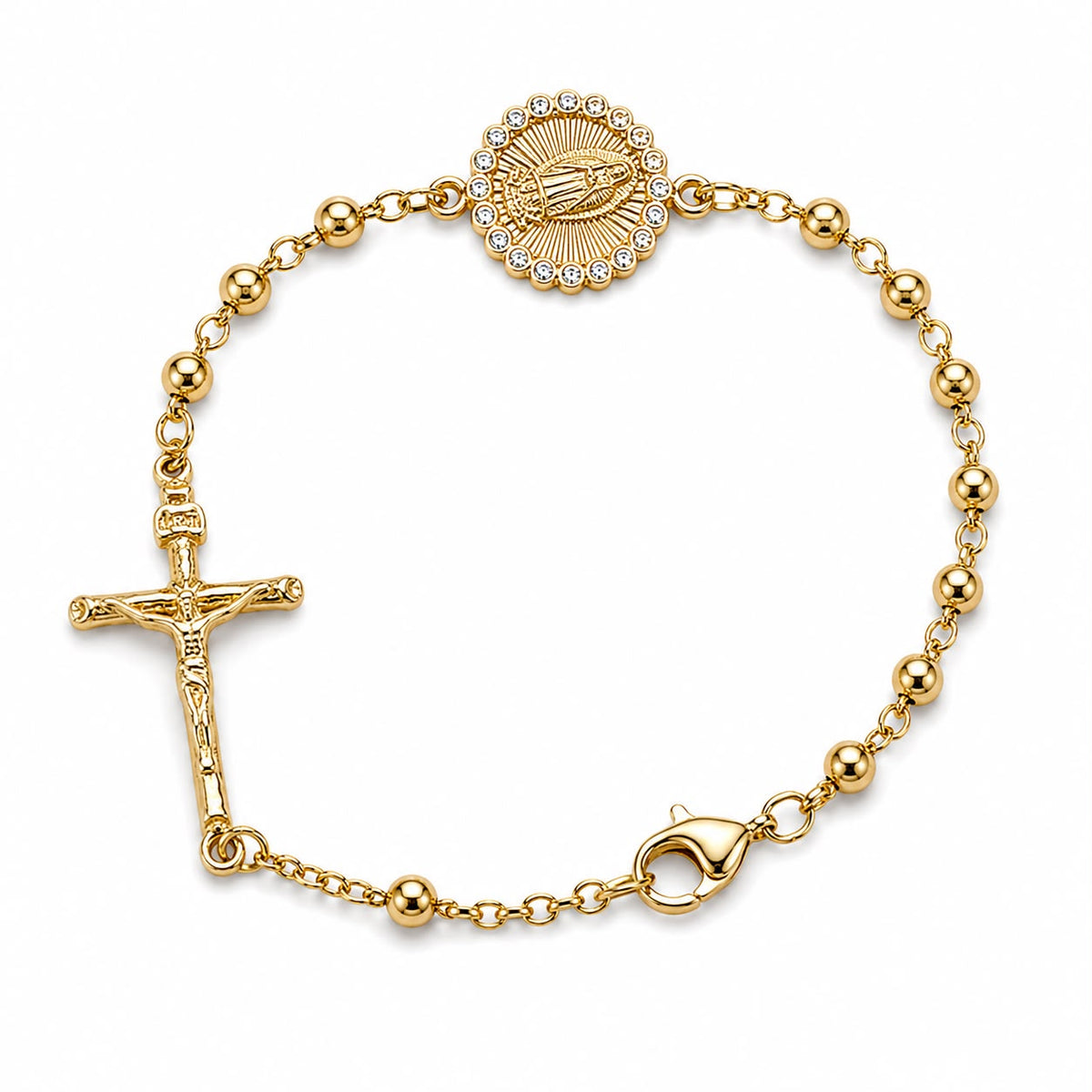 Grace Medal & Cross Bracelet — Fiat & Grace Catholic jewelry