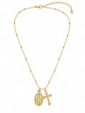 Our Lady & Cross Necklace Gold Small — Fiat & Grace Catholic jewelry