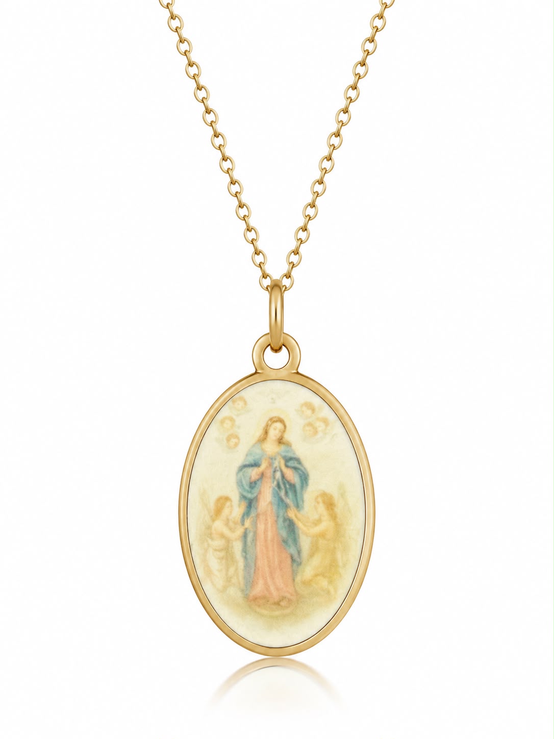 Sacred Heart Mary Golden Necklace — Fiat & Grace Catholic jewelry