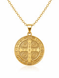 St. Benedict Gold Plated Medal Necklace — Fiat & Grace Catholic jewelry