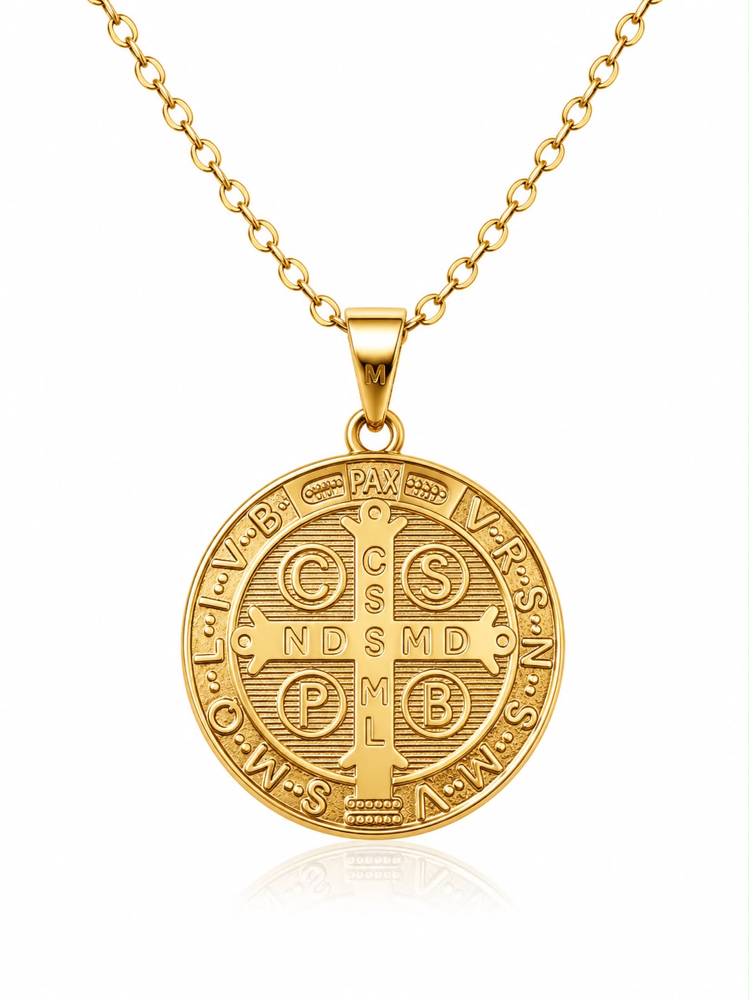 St. Benedict Gold Plated Medal Necklace — Fiat & Grace Catholic jewelry