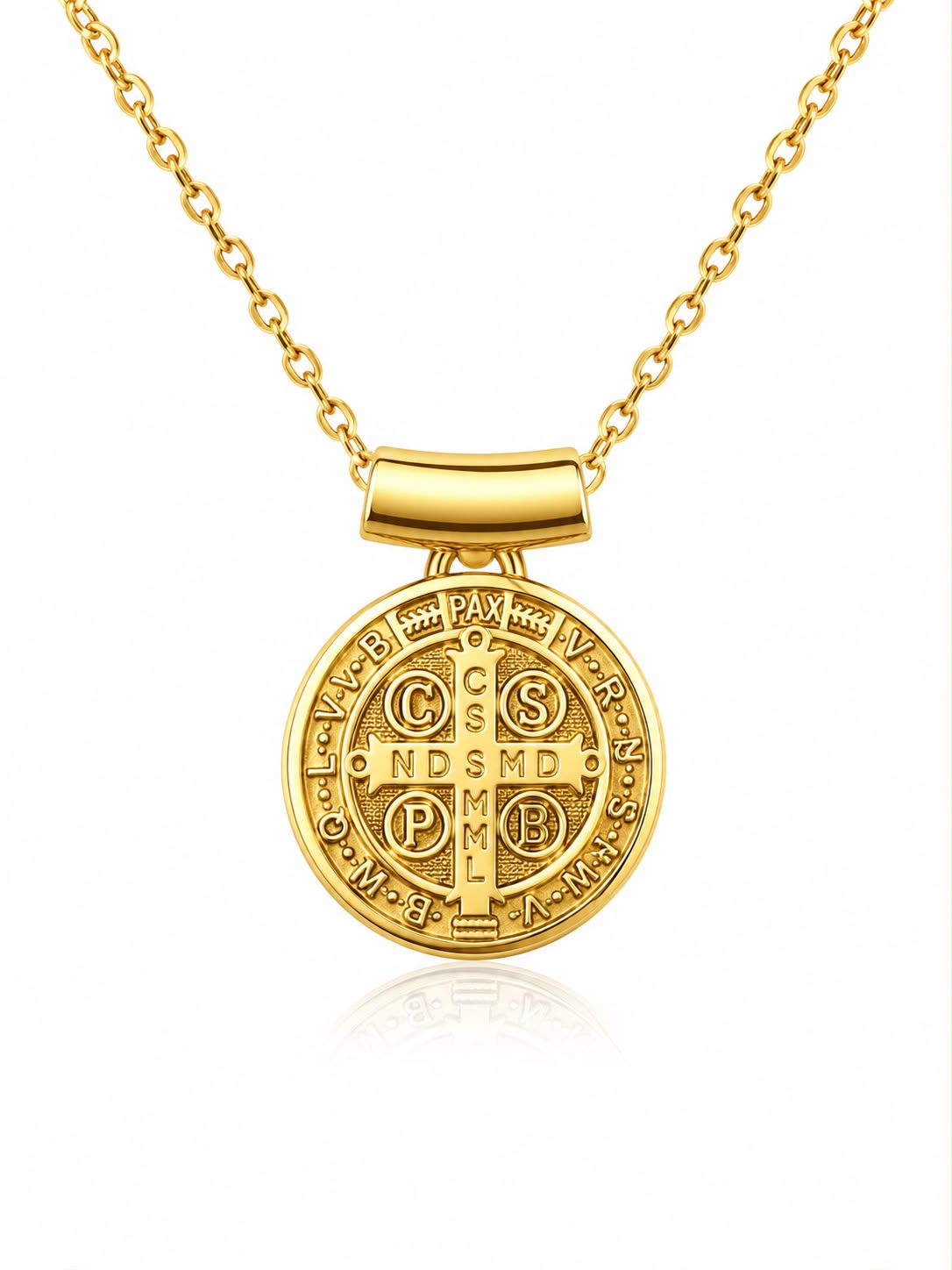 St. Benedict Necklace Mini Gold Plated — Fiat & Grace Catholic jewelry