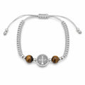 St. Benedict Pilgrim Silver Amber Bracelet — Fiat & Grace Catholic jewelry