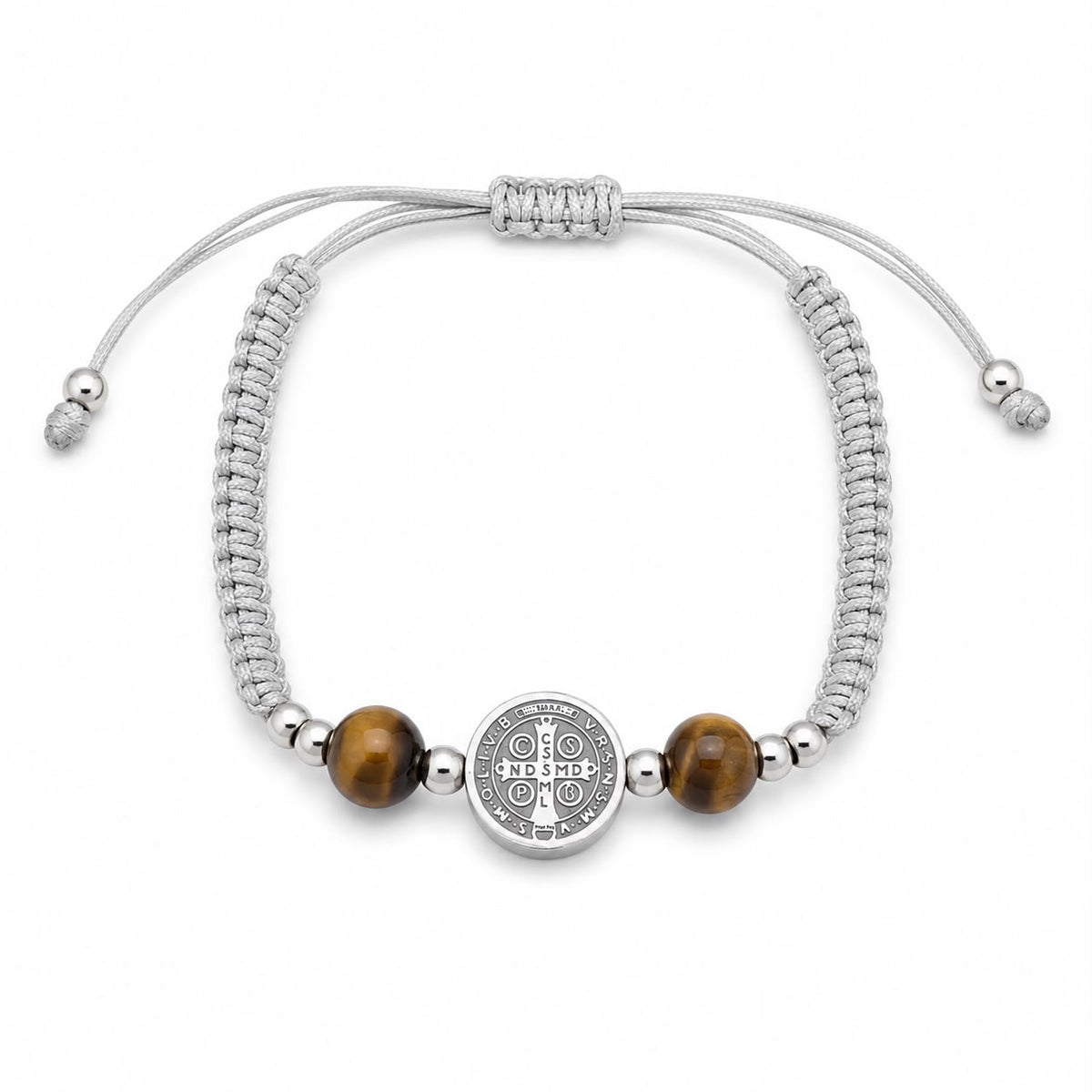 St. Benedict Pilgrim Silver Amber Bracelet — Fiat & Grace Catholic jewelry