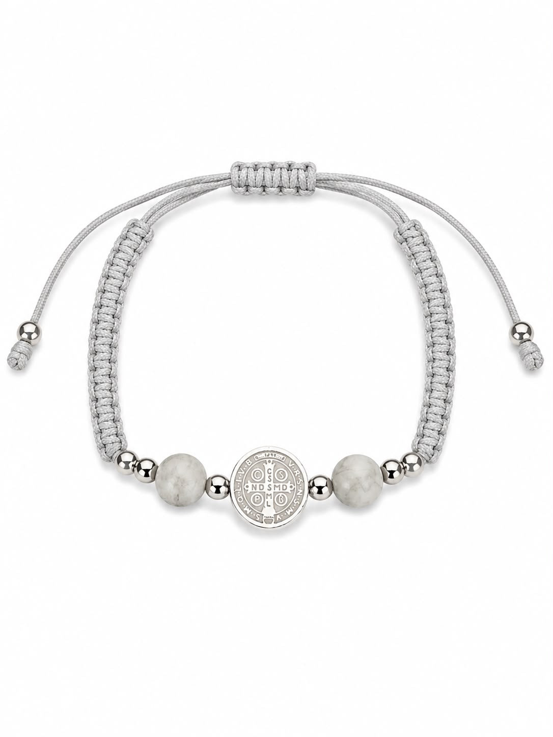 St. Benedict Pilgrim Silver Marble Bracelet — Fiat & Grace Catholic jewelry
