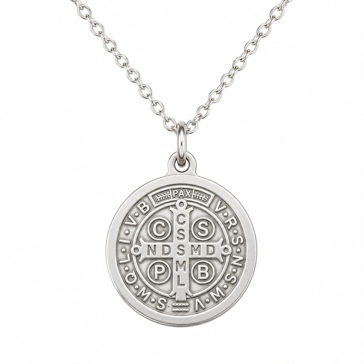 St. Benedict Stainless Steel Necklace — Fiat & Grace Catholic jewelry